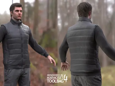 Man - Autumn Outfit 11 - Modular - Rigged Low-poly 3D model