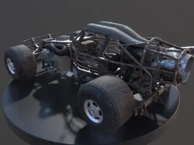 Post-Apo Dune Buggy ATV Low-poly 3D model