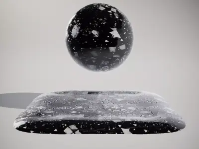 Terrazzo Geometric Black HQ PBR Textures Set Texture