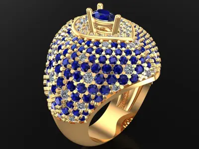 Cocktail Pear Cut Diamonds Ring                         3D print model