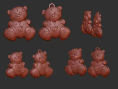 teddy say i love you decor  3D print model