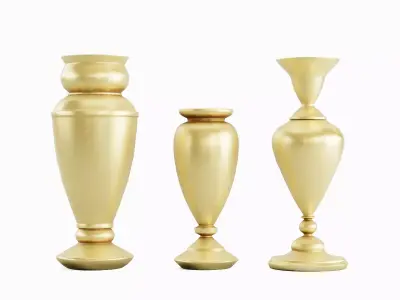 Antique Golden Vases 03 Low-poly 3D model