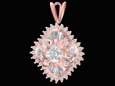 Elegant Multi Layer Diamond Pendant Jewelry Model  2729 3D print model