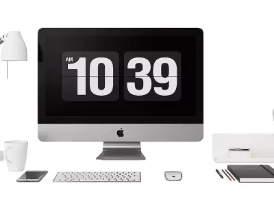 Workplace With Imac BLENDER 3D Model Cycles 3D model