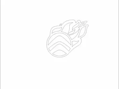 Citroen keychain logo fire oriktown 3D print model