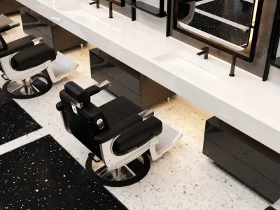 Barbershop hair salon interior design 3D model