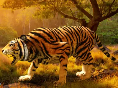 Fierce Tiger Low-poly 3D model