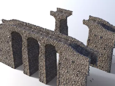 Modular Stone Bridge Low-poly 3D model