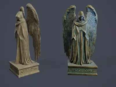 Dark Guardian Angel Statue PBR Low-poly 3D model