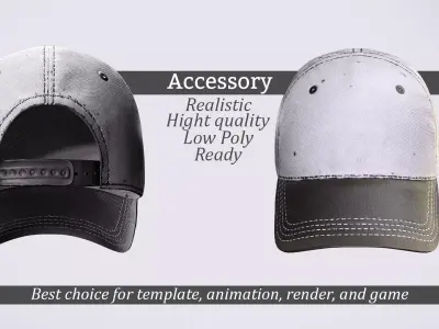 Baseball Cap - Realistic Two-Tone Stitched Hat Low-poly 3D model