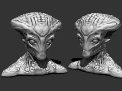 Alien Bust 12 - STL File for 3D Printing - Geeky Home Decor 3D print model