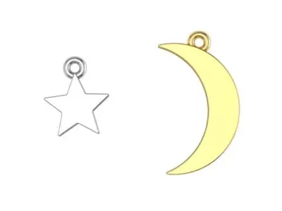 Pendant Month and star elements  3D print model