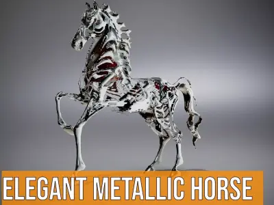 Elegant Metallic Horse model pack Low-poly 3D model
