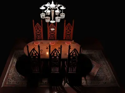 Medieval style dining room 3D model
