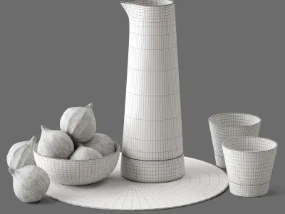 Decor decorative vase set with figs and fruits Set 26 3D model