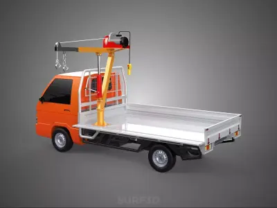 DROPSIDE FOLDING JIB CRANE HOIST MOTOR CRANK WINCH TRUCK PICKUP 3D model