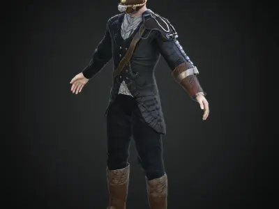 Steampunk rigged character Low-poly 3D model