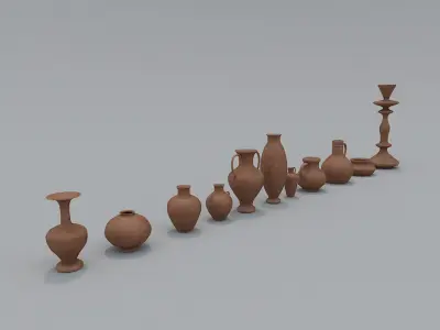 Medieval Vase Set PBR  Low-poly 3D model