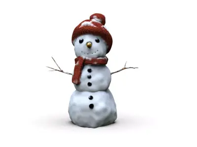 Realistic Snowman Low-poly 3D model