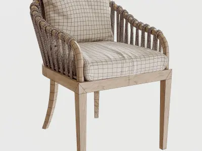 Tulum Upholstered Dining Chair Low-poly 3D model