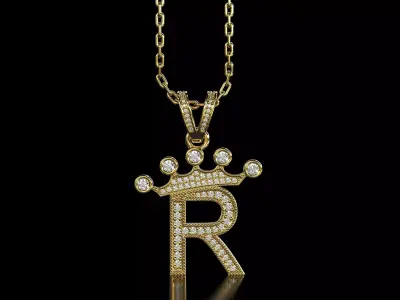 R letter pendant 3D print model
