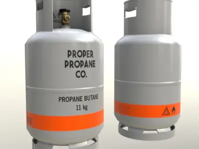 Gas Cylinder 11 kg Gray - Clean and Dirty Low-poly 3D model