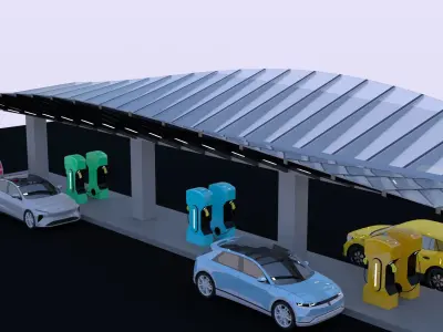 Charging station with cars II 3D model