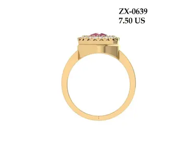 Round stone artdeco ring 3D print model