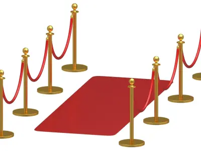 Red carpet Gold And Silver Stanchion 3D model