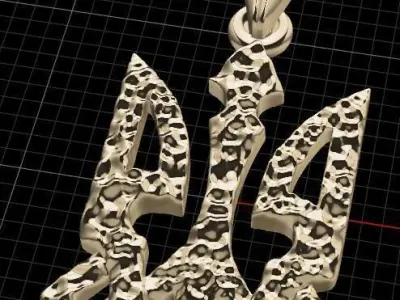 Trident ukrainian diamond pendant 3D print model