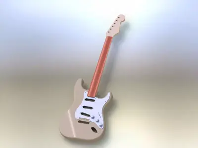 62-strat body and neck asm 3D model