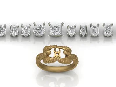 Carrera y Carrera STL Carrera Man and Man Lovers Ring Angel Wing 3D print model