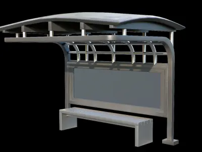 Game Ready Bus Stop 11 Low-poly 3D model