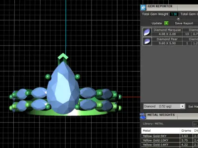 A Regal Flourish The Pear and Marquise Diamond Ring Band 3D print model