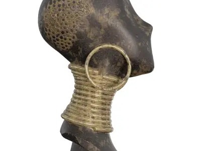 Antique African-Inspired Statue-Tribal Bust 3D Model 3D model