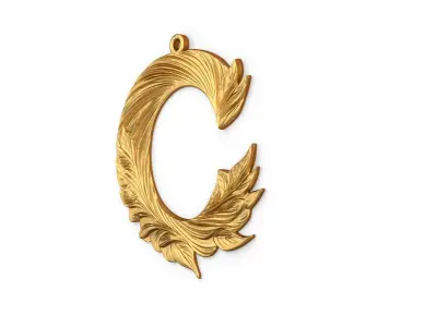 Alphabet Letter C  Pendant  3D print model