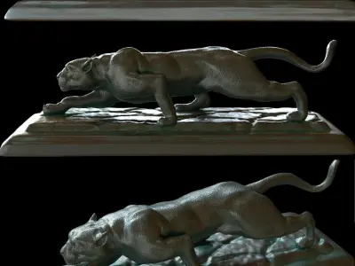 Panther Leopard Bronze Sculpture 3D model