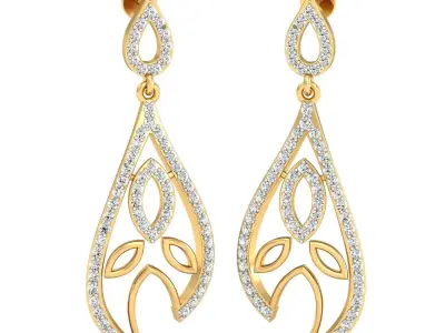 Women Earrings 3dm STL OBJ FBX Render Details 3D print model 8