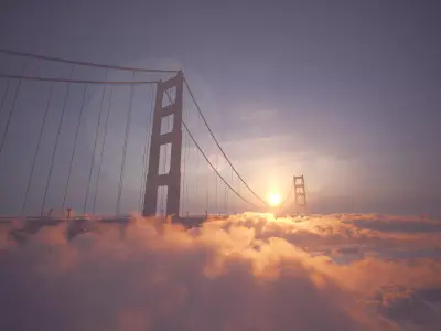 Golden Gate Bridge for AR-VR-Metaverse-Mix Reality  Low-poly 3D model