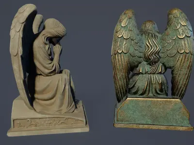 Angel Statue PBR Low-poly 3D model