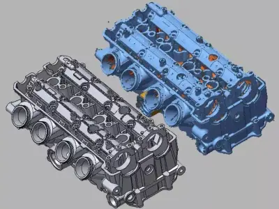 Suzuki Hayabusa Head 3D Scan and Reverse Engineered CAD 3D model