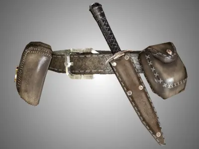 Warrior-Belt Low-poly game-ready with PBR-Texture Low-poly 3D model