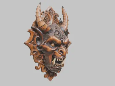 Detailed Oni Mask 3D Model Low-poly 3D model
