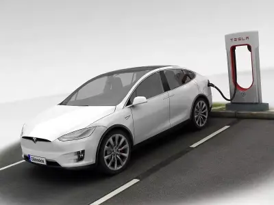 Tesla X plus Supercharger Low-poly 3D model