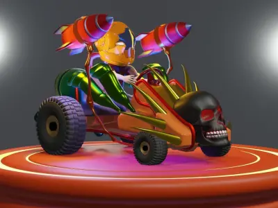 Go-Kart Game Ready 3D Model robot car Low-poly 3D model