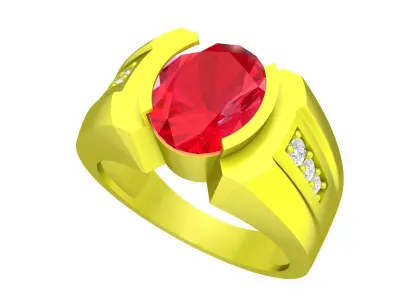 Luxury Oval Gemstone Mens Ring 3D Model  4985 3D print model