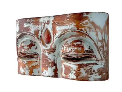 Antique Wooden Buddha Mask Wall Hanging 3D model