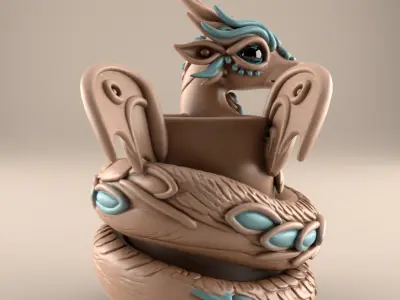 Magic Dragon Planter Candle Holder Fun Home Decor 3D print model