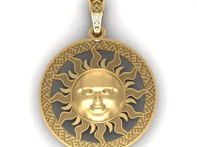 Sun face pendant Sun with a face  3D print model