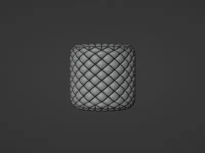 Round tufted ottoman pourple fabric 3D model